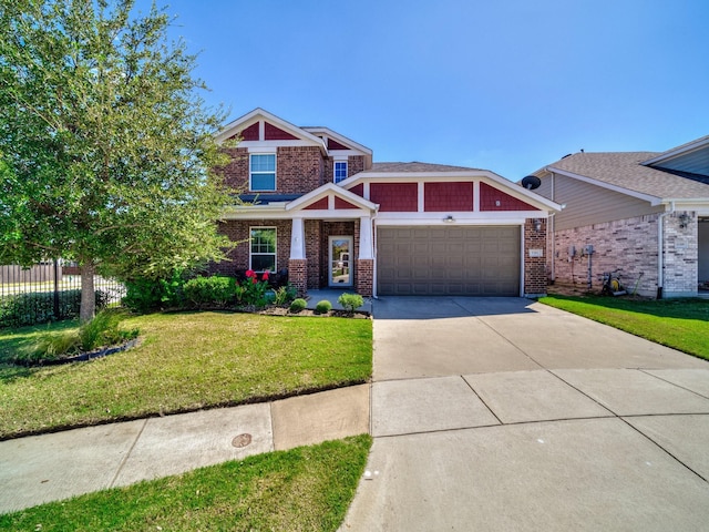 craftsman-style home with a garage and a front yard