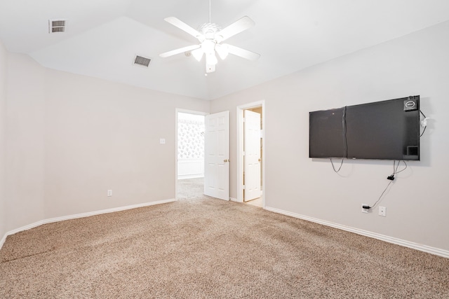 interior space featuring ceiling fan and carpet floors