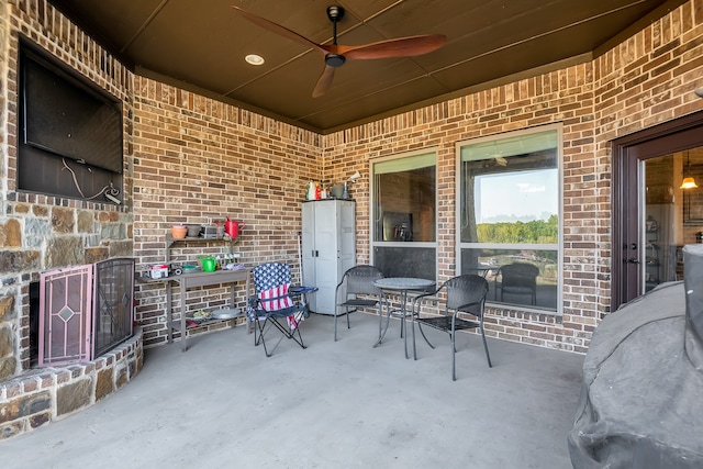 view of patio / terrace with ceiling fan