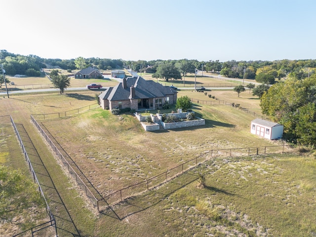 drone / aerial view with a rural view