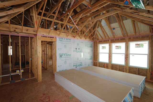 interior space featuring vaulted ceiling