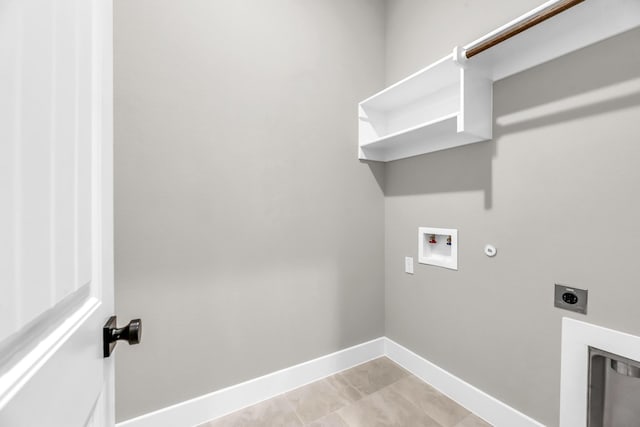 laundry area featuring gas dryer hookup, hookup for a washing machine, and hookup for an electric dryer