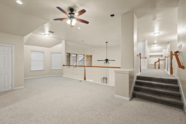 interior space featuring ceiling fan