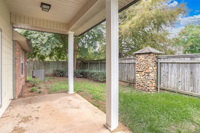 view of patio featuring central AC unit