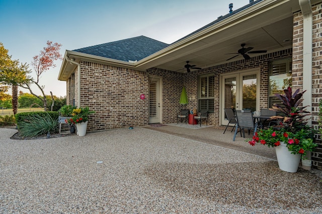 view of patio / terrace featuring ceiling fan