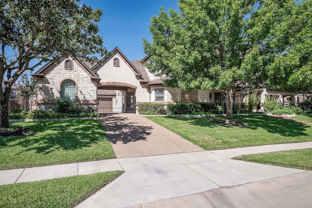 view of front of home featuring a front lawn