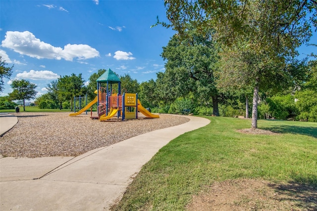 view of jungle gym with a yard