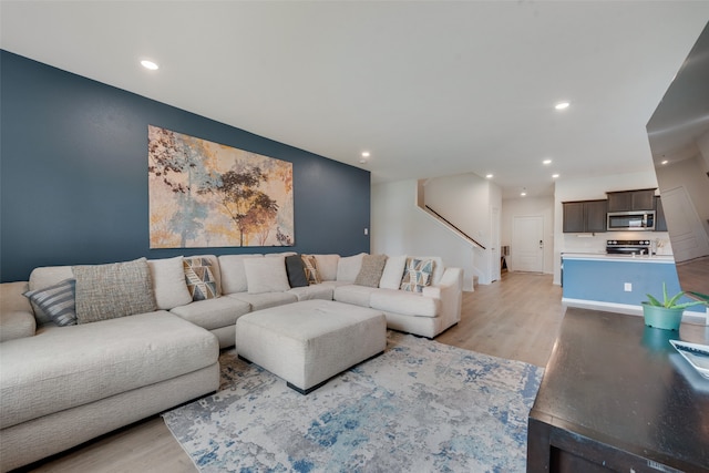 living room with light wood-type flooring