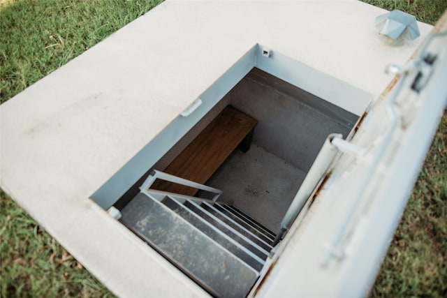 view of entry to storm shelter