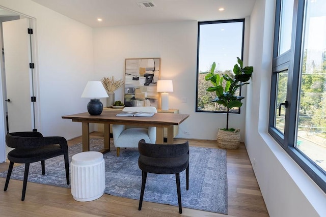 office area featuring light wood-type flooring