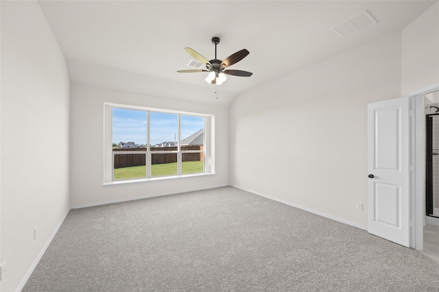 7701 Oakmeade St, Joshua, TX 76058 - unfurnished room with carpet floors, ceiling fan, baseboards, and vaulted ceiling
