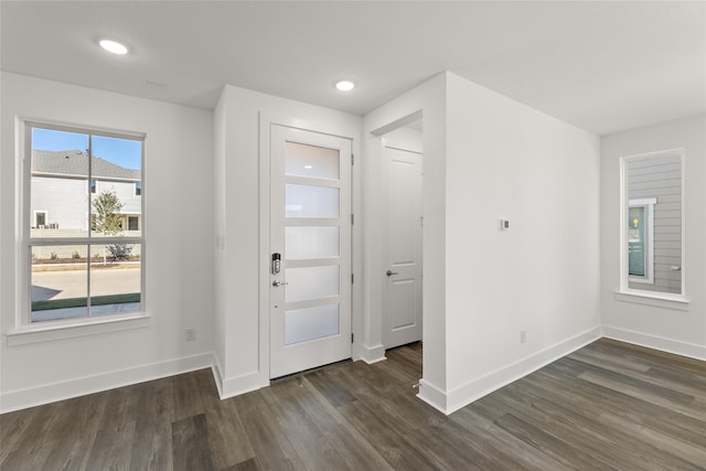 entrance foyer with dark hardwood / wood-style floors