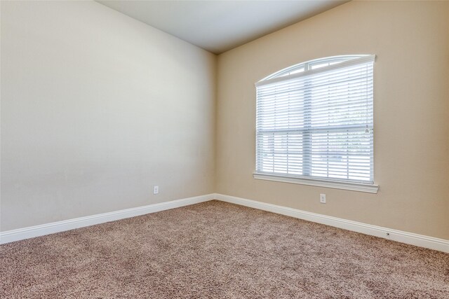 carpeted spare room featuring lofted ceiling