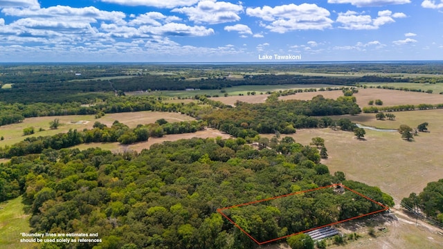 aerial view featuring a rural view