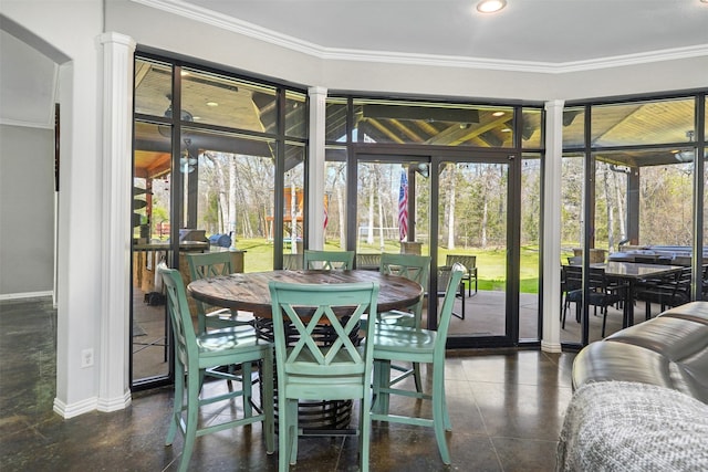 dining room featuring ornamental molding