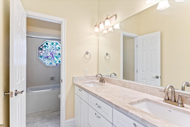 full bathroom with toilet, vanity, and combined bath / shower with glass door