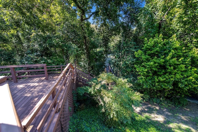 view of yard with a wooden deck