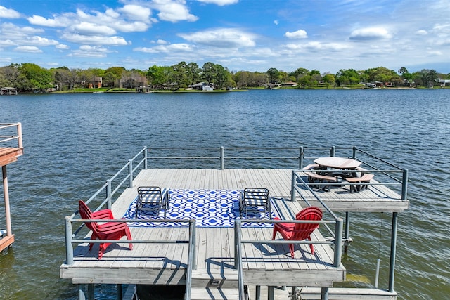 view of dock featuring a water view