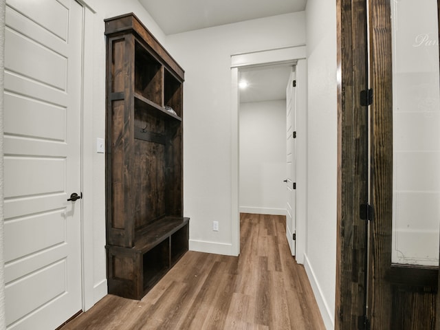 mudroom featuring hardwood / wood-style flooring