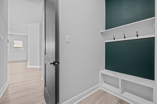 mudroom featuring wood-type flooring