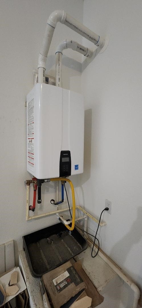 details featuring tankless water heater