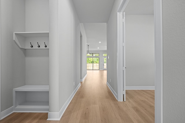 hall featuring light wood-type flooring