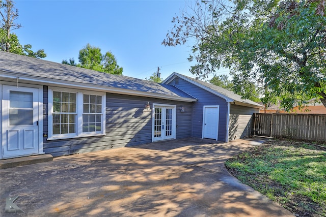 exterior space featuring french doors and a patio