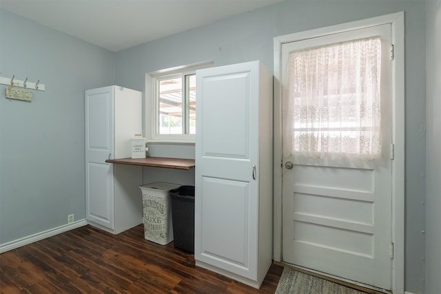 interior space with dark hardwood / wood-style flooring