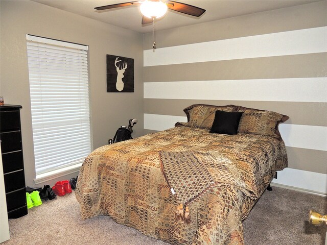 bedroom with carpet and ceiling fan