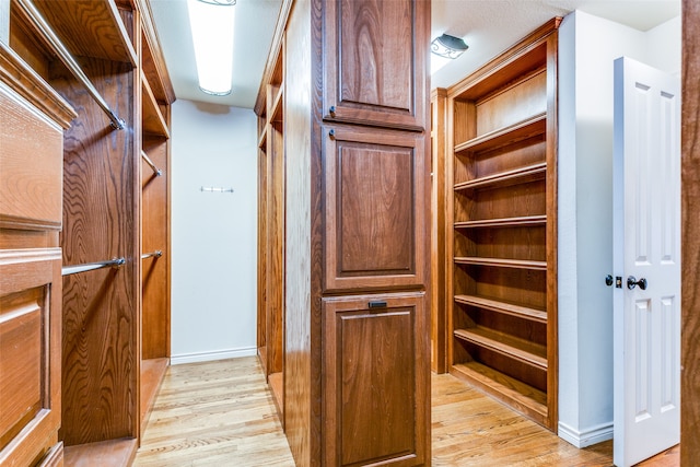 spacious closet featuring light hardwood / wood-style floors