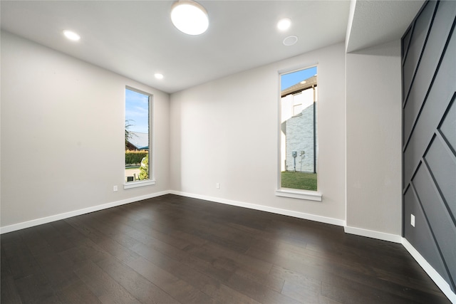 empty room featuring dark hardwood / wood-style flooring and a wealth of natural light