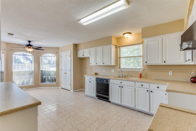 kitchen with white cabinetry, dishwasher, and a healthy amount of sunlight