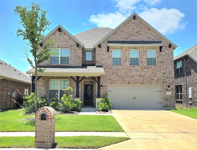 1516 Fairweather Way, Forney, TX 75126 - view of front facade featuring brick siding, an attached garage, driveway, and a front yard