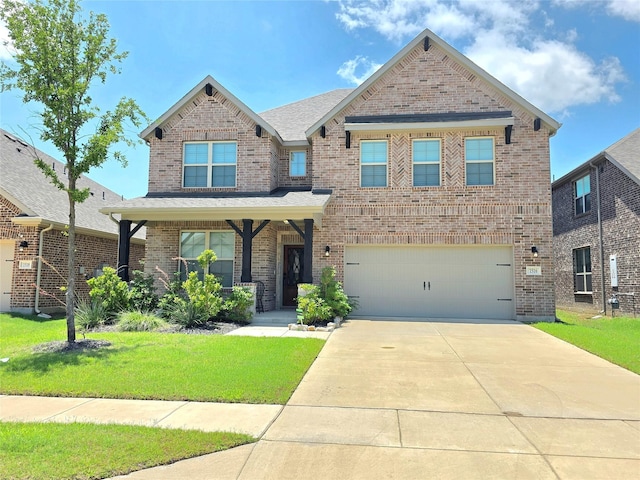 1516 Fairweather Way, Forney, TX 75126 - view of front of home featuring brick siding, a front yard, driveway, and an attached garage