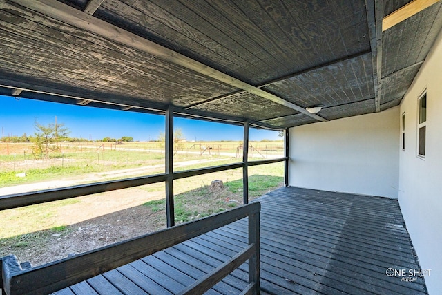 deck featuring a rural view