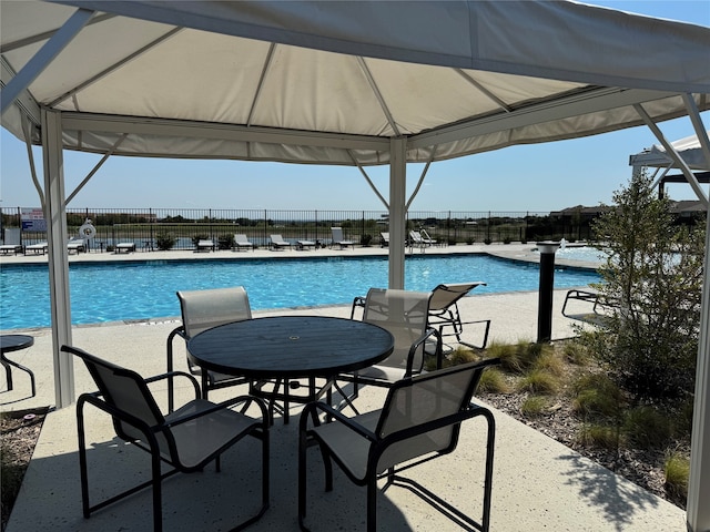 view of swimming pool featuring a patio