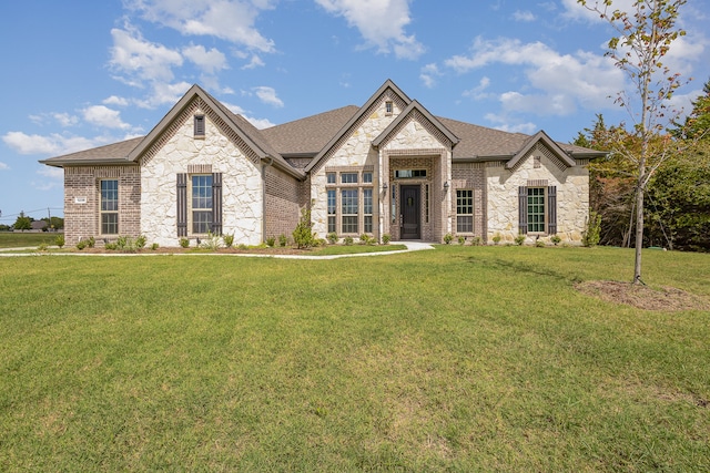 view of front of home featuring a front lawn