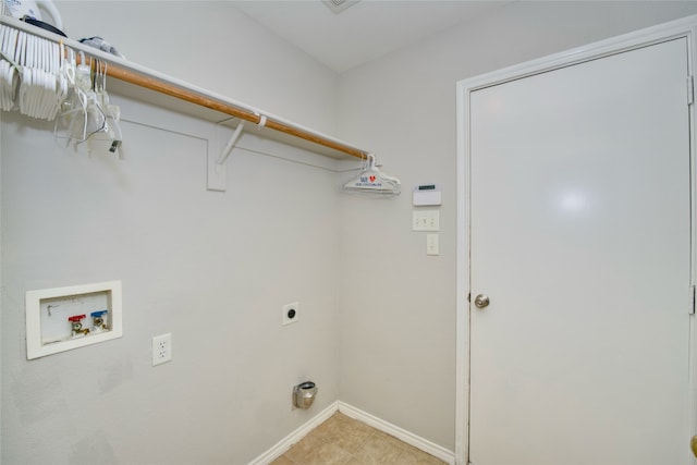 laundry room with washer hookup, light tile patterned flooring, and electric dryer hookup