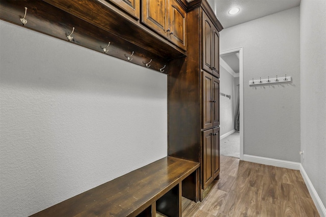 mudroom featuring wood-type flooring