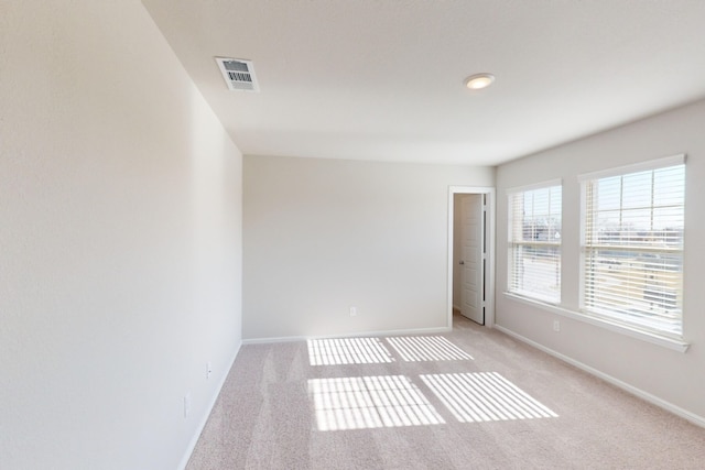 spare room featuring light carpet