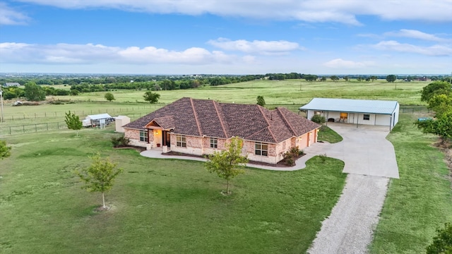 aerial view featuring a rural view