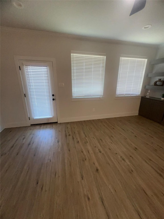 unfurnished living room featuring wood-type flooring