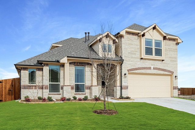 view of front of home featuring a garage and a front yard