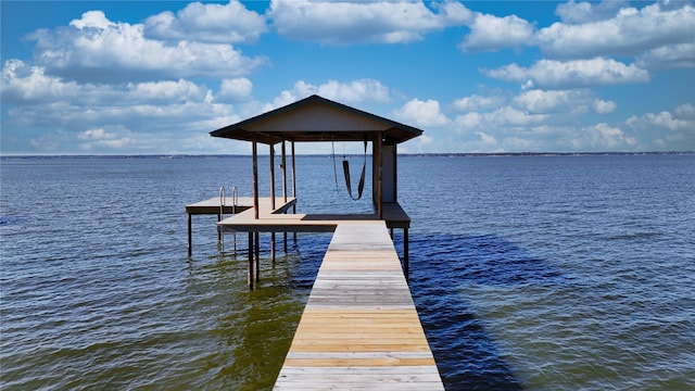 view of dock featuring a water view