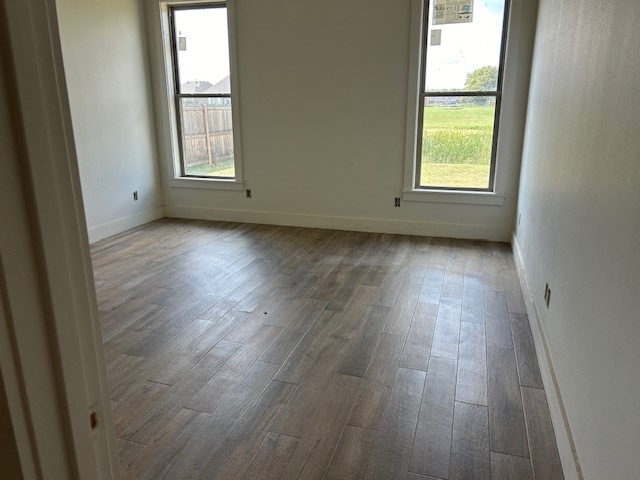 spare room featuring hardwood / wood-style flooring and plenty of natural light