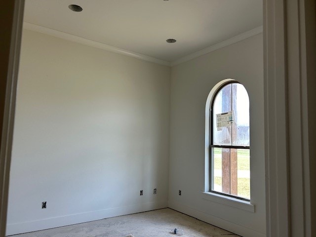 spare room with a healthy amount of sunlight and crown molding