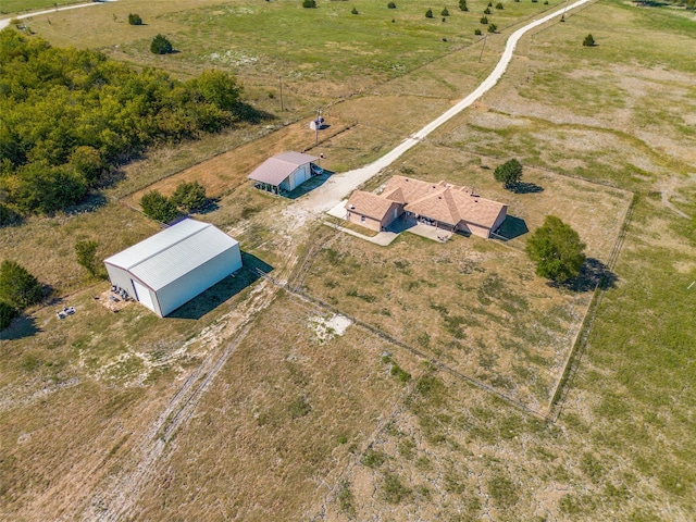 drone / aerial view with a rural view