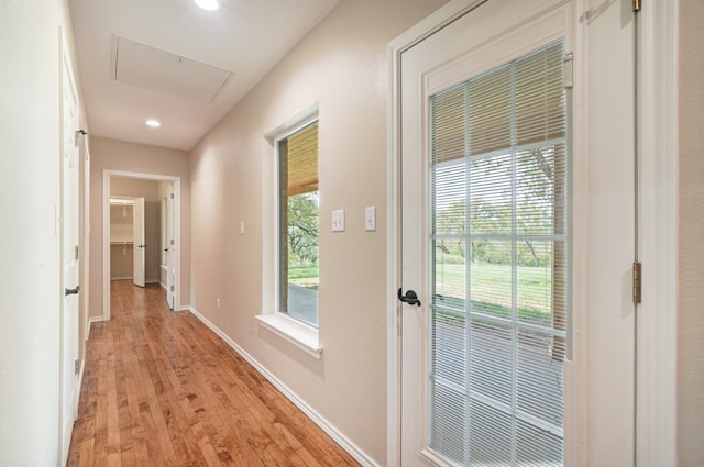 hall featuring light hardwood / wood-style floors