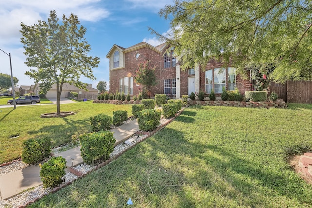 view of front of home with a front lawn