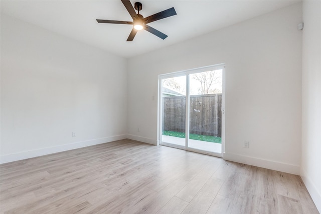 unfurnished room featuring light hardwood / wood-style flooring and ceiling fan